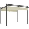 Outsunny 3 x 3(m) Pergola with Retractable Roof Canopy, Aluminium Frame Garden Gazebo Outdoor Sun Shade Shelter for Grill, Patio, Deck, Khaki