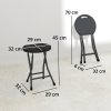 Outsunny Folding Stool Set of 4, Decorative Garden Stool Chair with Safety Latch, Foldable Garden Stools with Powder-Coated Steel Legs HDPE Seat and Handle for Indoor and Outdoor, Charcoal Grey
