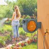 Outsunny Retractable Hose Reel Wall Mounted, 30+2m Garden Hose Pipe Reel with Lock, Auto Rewind, 7 in 1 Spray Nozzle, Includes Wall Fixings, 180?? Swivel, Outdoor Watering, Orange