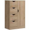HOMCOM Bathroom Floor Cabinet, Freestanding Storage Unit with 4 Drawers and Door Cupboard for Living Room, Kitchen, Bedroom