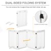 PawHut Freestanding Pet Gate 4 Panel Dog Barrier Folding Safety Fence with Support Feet up to 204cm Long 75cm Tall for Doorway Stairs, White