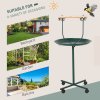 PawHut Bird Perch Stand, T-Stand Bird Training with Perch, Four Wheels, Feeding Bowls, Parrot Stand for Small, Medium Birds, Green