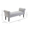 HOMCOM Bed End Bench, Window Seat, Linen Chaise Lounge Sofa with Arm and Wooden Legs for Bedroom, Living Room, Grey