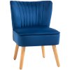 HOMCOM Velvet Accent Chair Occasional Tub Seat Padding Curved Back with Wood Frame Legs Home Furniture Dark Blue