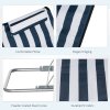 Outsunny Set of 2 Foldable Garden Beach Chair Mat Lightweight Outdoor Sun Lounger Seats Adjustable Back Metal Frame PE Fabric Head Pillow w/ Carry Bag, Blue