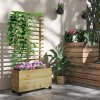 Outsunny Outdoor Wooden Planters with Trellis Free Standing Flower Raised Beds for Garden with 4 Wheels for Climbing Plants, 76 x 30 x 155cm, Natural