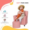 AIYAPLAY Kids Sofa Set, Toddler Chair with Footrest, Single Seater Kids Armchair for Playroom Bedroom, Pink