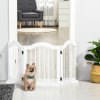 PawHut Freestanding Pet Gate Wooden Dog Gate with Support Feet Foldable Pet Fence Safety Barrier for the House Doorway Stairs White