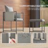 Outsunny 9 Piece Garden Dining Set, Cube Outdoor Garden Furniture Set with Cushions, 8 Seater Garden Table and Chairs with 4 Stools, Square PSPC Plastic Top Table, Side Pockets for Conservatory, Grey