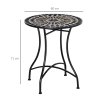 Outsunny 60 cm Mosaic Garden Table, Small Round Outdoor Side Table with Ceramic Top, Plant Stand for Patio, Balcony, Black