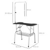 PawHut Foldable Dog Grooming Table Pet Drying Table with Adjustable Arm Non-Slip Rubber Tabletop Aluminium Alloy Edge Stainless Steel Bar Sling 94.5 x 55 x 81cm Black