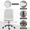 Vinsetto Armless Office Chair, Faux Leather Desk Chair with Adjustable Height, Button Tufted, White