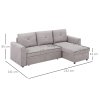 HOMCOM 3 Seater Sofa Bed, L Shaped Pull Out Sofa Bed with Storage, Convertible Click Clack Settee Sectional Sleeper Futon for Living Room, Office, Grey