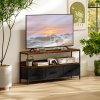 HOMCOM TV Stand Cabinet up to 55-inch, TV Unit with 3 Foldable Linen Drawers, Open Shelf for Living Room, Bedroom, Entertainment Room, Rustic Brown