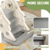 AIYAPLAY Kids Slide with Basketball Hoop, 3-in-1 Toddler Slide with Climber for Indoor, Foldable Freestanding Slide for Toddlers, Ages 2-5 Years, Cream White