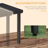 Outsunny Garden Side Table, 51x51cm Square Patio Coffee Table with Umbrella Hole, End Table with Steel Frame for Balcony, Black