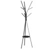 HOMCOM Freestanding Metal Coat Rack Stand 9 Hooks Clothes Tree with 1 Shelf Hat Display Hall Tree Hanger Bag Umbrella Hanging Organiser 