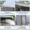 Outsunny 5ft x 4ft Garden Shed, Metal Tool Storage Shed with Sliding Door, Sloped Roof and Foundation Kit for Garden, Patio, Grey Wood Effect