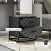 HOMCOM Bedside Tables Set of 2, Modern Bedside Table Nightstand with 2 Drawers, Bedside Cabinet Sofa Side Table with Storage, Steel Legs for Bedroom, Living Room, Grey