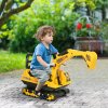 HOMCOM Kids Ride On Toy Digger Excavator Toy Tractors Walker Toddler Truck Basket Storage For Boys Girls 18-48 Months Yellow NO POWER