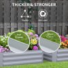 Outsunny Set of 2 291L Raised Garden Bed, Elevated Planter Box with Galvanised Steel Frame for Growing Flowers, Herbs, 100 x 100 x 30 cm, Grey