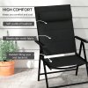 Outsunny Set of 2 Patio Folding Chairs with Adjustable Back, Aluminium Dining Chairs with Breathable Mesh Fabric Padded Seat and Backrest, Headrest for Outdoor Garden Lawn, Black