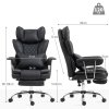 HOMCOM Executive Office Chair, Leathaire Reclining Computer Desk Chair with Lumbar Support Pillow, High Back, Footrest, Silent Swivel Wheels, Armrest, Height Adjustable for Home, Black