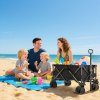 Outsunny 140L Festival Trolley on Wheels, Folding Camping Trolley Cart with Telescopic Handle, Big Wheels for Outdoor Garden Beach Fishing, Black