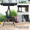 Outsunny 3 Seater Garden Swing Seat with UPF30+ Adjustable Canopy, Swing Chair with Cushion, Outdoor Hammock Bench for Balcony Patio, Dark Grey