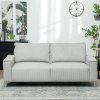 HOMCOM Modern 3 Seater Sofa with Spring Cushion, 193cm Fabric Sofa Couch with Back Pillows, Upholstered Corduroy Settee for Living Room, Bedroom, Home Office, Light Grey