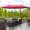 Outsunny 4.6m Garden Parasol Double-Sided Sun Umbrella Patio Market Shelter Canopy Shade Outdoor with Cross Base - Red