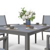 Outsunny 6 Seater Garden Dining Set with Stackable Armchairs, WPC Top Dining Table, Outdoor Table and Chairs, Garden Furniture Set, Light Grey