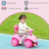 AIYAPLAY Ride on Car, Push Along Toy, Toddler Car Foot to Floor with Under Seat Storage, Anti-Over-Backwards Device, Horn, Music, Light, for 18-36 Months, Pink