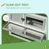 PawHut Rabbit Hutch Outdoor, Wooden Guinea Pig Hutch with Run, Openable Roof, Pull-Out Tray, Ramp for 1-2 Rabbits, 150 x 52.5 x 68 cm, Grey