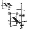 SPORTNOW Adjustable Weight Bench with Bench Press Rack, Leg Extension, Preacher Curl Bench and Lat Pull Down Machine for Home Gym, Incline or Flat Workout Bench for Strength Training Weight Lifting