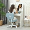 Vinsetto Cute Armless Office Chair, Small PU Leather Computer Desk Chair with Adjustable Height, Swivel Wheels, Mid Back, Light Blue