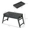 Outsunny Portable Charcoal Grill with Pull-Out Charcoal Basin, Folding Tabletop Barbecue, Compact Camping BBQ, Galvanised Metal, 73 x 31 x 38 cm, Black