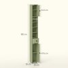 kleankin 180cm Tall Bathroom Cabinet, Slim Bathroom Storage Cabinet with 4 Open Shelves, 2 Door Cupboards and Adjustable Shelves, Green