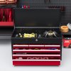 HOMCOM 6 Drawer Tool Chest, Lockable Metal Tool Box with Top Case, Ball Bearing Runners, Portable Toolbox, 600mm x 260mm x 340mm, Red