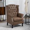 HOMCOM Wingback Armchair, PU Leather Fireside Chair, Button Tufted Accent Chair  for Living Room, Bedroom, Home Office