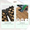 Outsunny 27 Pcs Wooden Interlocking Decking Tiles, Outdoor Flooring Tiles for Patio, Balcony, Terrace, Hot Tub, 30 x 30 cm per Piece, 2.5m² per Pack, Brown
