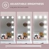 HOMCOM Hollywood Vanity Mirror with Lights, 37x46 cm Lighted Makeup Mirror with 3 Colour, 12 LED Bulbs, 10X Magnifying, USB Charging Port, Phone Holder, 360 Rotation, Touch Screen