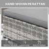 Outsunny Outdoor Patio PE Rattan Lounger with Cushion, 5-Level Reclining Wicker Rattan Sun Lounger with Tea Tray, for Poolside, Patio, Deck, 120kg Weight Capacity, Grey
