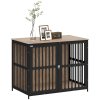 PawHut Dog Crate Furniture, Dog Cage Side End Table Indoor with Anti-Chew Resistant Mesh, Anti-Escape Door, for Large Pet, 100 x 60 x 81.5 cm, Walnut Brown