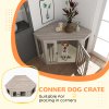 PawHut Dog Crate Furniture, Side Table Dog Kennel with Cushion, Large Door, for Large Dogs - Walnut Brown