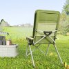 Outsunny Portable Camping Chair for Adults, High Back Folding Chair with Padded Seat and Carry Bag, Outdoor Recliner for Hiking, Fishing, Beach and Picnic, Green