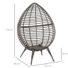 Outsunny Garden Egg Chair, Teardrop Outdoor PE Rattan Chair with Full-body Soft Padded Cushion, Mixed Grey