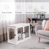 PawHut Dog Crate Furniture, Puppy Crate End Table, Pet Kennel House with 2 Doors for Medium and Small Dogs, 81 x 58.5 x 66 cm, White