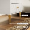 HOMCOM Bedside Table with 2 Drawers, Modern Side Table with Curved Line Panels and Metal Legs for Bedroom, Living Room, White