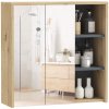 HOMCOM Bathroom Mirror Cabinet, Wall Mounted Bathroom Cabinet with Mirror, 2 Doors and Cupboards, Natural